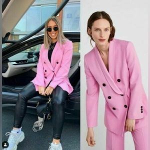 Zara pink double breasted blazer